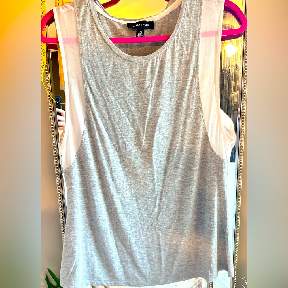 Ivanka Trump Gray & White tank top